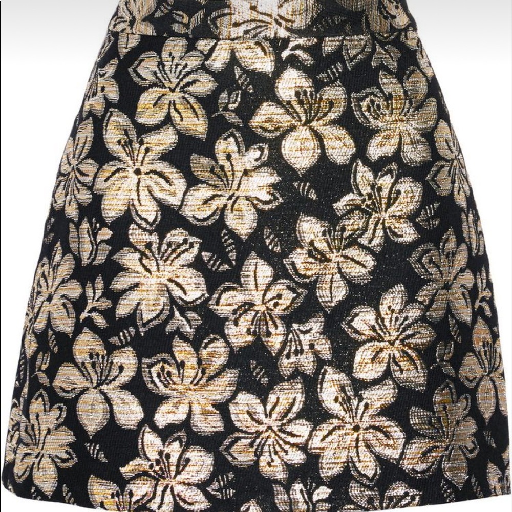 COPY - Alice + Olivia Riley Metallic Jacquard Floral A-line Mini Skirt